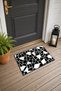 Black and White Broken Mosaic Pattern Doormat, 40x60 cm, with Non-Slip Sole, Decorative