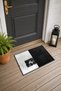 Black and White Door Mat with Split-Pattern Design, 40x60 cm, Non-Slip Sole, Decorative