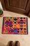 Orange and Pink Guatemala-Style Patterned Woven Doormat, 40x60 cm, with Non-Slip Sole, Decorative - 4