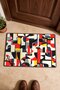 Black, Red, and Yellow Cubist Mosaic-Patterned Doormat, 40x60 cm, with Non-Slip Sole, Decorative - 4
