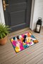 Pink and Orange Graffiti Brush-Patterned Doormat, 40x60 cm, with Non-Slip Sole, Decorative