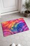 Pink and Orange Batik Print Door Mat with Circle Pattern, 40x60 cm, Non-Slip Sole, Decorative - 2