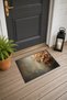 Cream-Colored "Butterfly Dance" Patterned Doormat, 40x60 cm, with Non-Slip Sole, Decorative