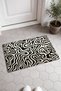 Black and White Labyrinth Waves Turkish Rug-Patterned Doormat, 40x60 cm, with Non-Slip Sole - 4