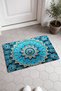 Turquoise Embossed Mandala Turkish Rug-Patterned Doormat, 40x60 cm, with Non-Slip Sole - 4