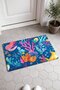 Navy Blue, Pink, and Coral Fish-Patterned Doormat, 40x60 cm, with Non-Slip Sole, Decorative - 2