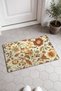 Cream-Brown Vintage Floral Print Doormat, 40x60 cm, with Non-Slip Sole, Decorative - 2