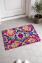 Purple Turquoise Psychedelic Mandala-Patterned Doormat, 40x60 cm, with Non-Slip Sole, Decorative - 2