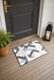 Gray and White Geometric Patterned Knitted Doormat, 40x60 cm, with Non-Slip Sole, Decorative