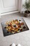 527 Orange and Black Butterfly-Patterned Doormat, 40x60 cm, with Non-Slip Sole, Decorative - 2
