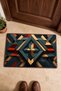 Red and Blue Geometric Patterned 927 Doormat, 40x60 cm, Non-Slip Sole, Decorative - 4