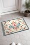 Powder Blue Embroidered Medallion Turkish Rug-Patterned Door Mat, 40x60 cm, with Non-Slip Sole - 4
