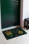 Dark Green Door Mat with Gold Peacock Feather Pattern, 40x60 cm, Non-Slip Sole, Decorative - 3