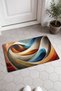Brown and Blue Wavy Pattern 954 Doormat, 40x60 cm, Non-Slip Sole, Decorative - 2