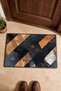 Black and Copper Cross-Striped Geometric Patterned Door Mat, 40x60 cm, with Non-Slip Sole, Decorative - 4