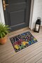 Red and Blue Mosaic Leopard Print Doormat, 40x60 cm, with Non-Slip Sole, Decorative