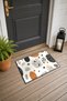 Cream and Cinnamon Black Scandinavian-Style Patterned Doormat, 40x60 cm, with Non-Slip Sole, Decorative