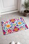 White, Colorful Mexican Floral Print Doormat, 40x60 cm, with Non-Slip Sole, Decorative - 2