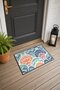 Coral Blue Ethnic Patterned Doormat, 40x60 cm, with Non-Slip Sole, Decorative