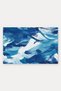 Navy Blue and White Brushstroke Wave-Patterned Doormat, 40x60 cm, with Non-Slip Sole, Decorative - 5