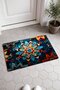 Blue and Orange Star Kaleidoscope Turkish Rug-Patterned Doormat, 40x60 cm, with Non-Slip Sole - 4