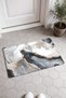White and Black Agate-Marble Patterned Doormat, 40x60 cm, with Non-Slip Sole, Decorative - 2