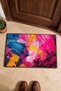 Fuchsia, Yellow, and Blue Brushstroke-Patterned Doormat, 40x60 cm, with Non-Slip Sole, Decorative - 4