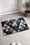 Blue Copper Geometric Patterned Doormat, 40x60 cm, with Non-Slip Sole, Decorative - 2