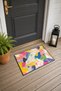Pink and Yellow Spotted Watercolor Abstract Patterned Doormat, 40x60 cm, with Non-Slip Sole, Decorative