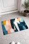 Navy, Peach, and Mustard Brushstroke-Patterned Doormat, 40x60 cm, with Non-Slip Sole, Decorative - 2