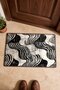 Black Cream Wavy-Striped Doormat, 40x60 cm, with Non-Slip Sole, Decorative - 4