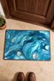 Turquoise Fluid Seashell-Patterned Doormat, 40x60 cm, with Non-Slip Sole, Decorative - 4