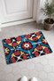Blue and Red Ethnic Patterned Doormat, 40x60 cm, with Non-Slip Sole, Decorative - 2