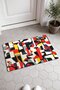 Black, Red, and Yellow Cubist Mosaic-Patterned Doormat, 40x60 cm, with Non-Slip Sole, Decorative - 2