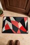 Black and Red Cream-Colored Triangle Geometric Patterned Doormat, 40x60 cm, with Non-Slip Sole, Decorative - 4