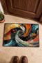 Orange and Gray Swirl Abstract Patterned Doormat, 40x60 cm, Non-Slip Sole, Decorative - 4
