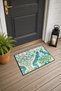 Turquoise Gold Damask Baroque-Patterned Doormat, 40x60 cm, with Non-Slip Sole, Decorative