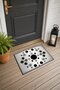 Black and White Geometric Patterned 017 Doormat, 40x60 cm, Non-Slip Sole, Decorative