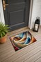 Brown and Blue Wavy Pattern 954 Doormat, 40x60 cm, Non-Slip Sole, Decorative
