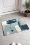 Gray and Navy Blue Door Mat with Minimal Patterned Brushstroke Design, 40x60 cm, Non-Slip Sole, Decorative - 2
