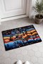 Blue and Orange Abstract Patterned Doormat, 40x60 cm, with Non-Slip Sole, Decorative - 4