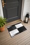 Black and White Grunge Checkered Doormat, 40x60 cm, with Non-Slip Sole, Decorative
