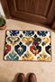Cream-Colored Damask Leaf-Patterned Doormat, 40x60 cm, with Non-Slip Sole, Decorative - 4