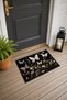 Black and White Butterfly-Patterned 256 Doormat, 40x60 cm, with Non-Slip Sole, Decorative