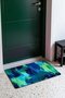 Navy Blue and Neon Green Brushstroke-Patterned Doormat, 40x60 cm, with Non-Slip Sole, Decorative - 3