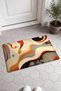 Brown and Red Wavy Turkish Rug-Patterned Doormat, 40x60 cm, with Non-Slip Sole - 4