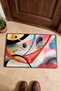 Red Pastel Curved Lines Striped Pattern Doormat, 40x60 cm, with Non-Slip Sole, Decorative - 4