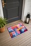 Pink and Blue Geometric Patterned 290 Doormat, 40x60 cm, with Non-Slip Sole, Decorative