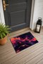 Purple Coral Cosmic Fluid-Patterned Doormat, 40x60 cm, with Non-Slip Sole, Decorative