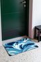 Navy Blue Stylized Wave-Patterned Doormat, 40x60 cm, with Non-Slip Sole, Decorative - 3